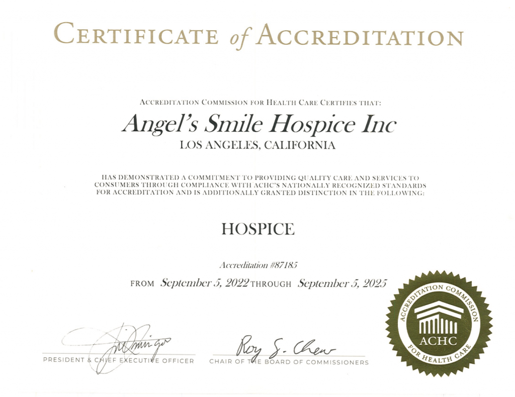 certificate angelssmilehospice